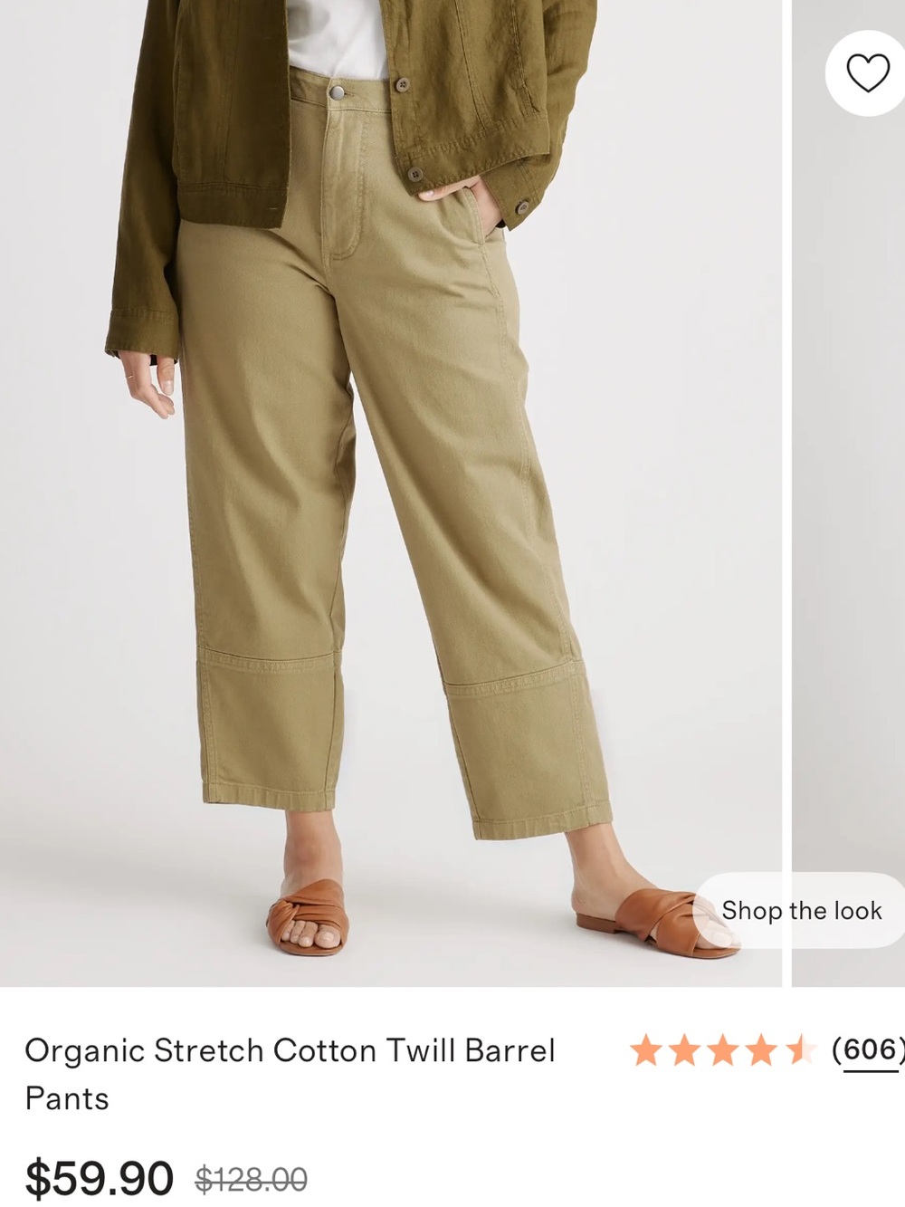 Quince NWT organic stretch cotton barrell pants women 12